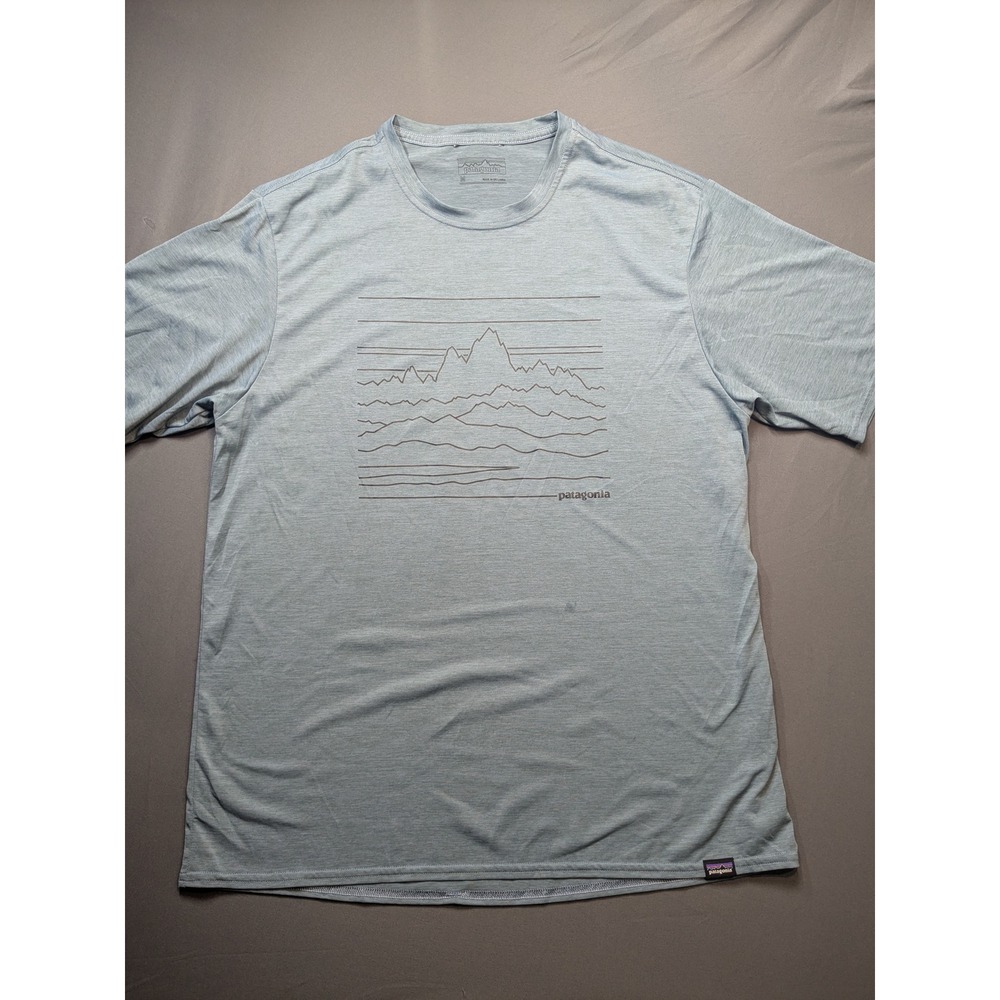 Patagonia Womens Capilene Cool Daily Graphic Tee Light Blue Mountain Shirt M
